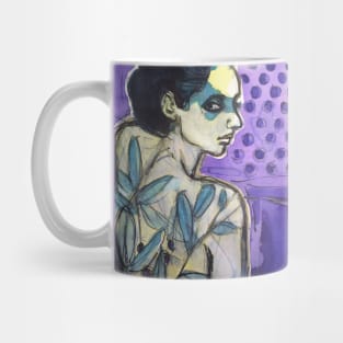 Woman olive tree on a purple background Mug